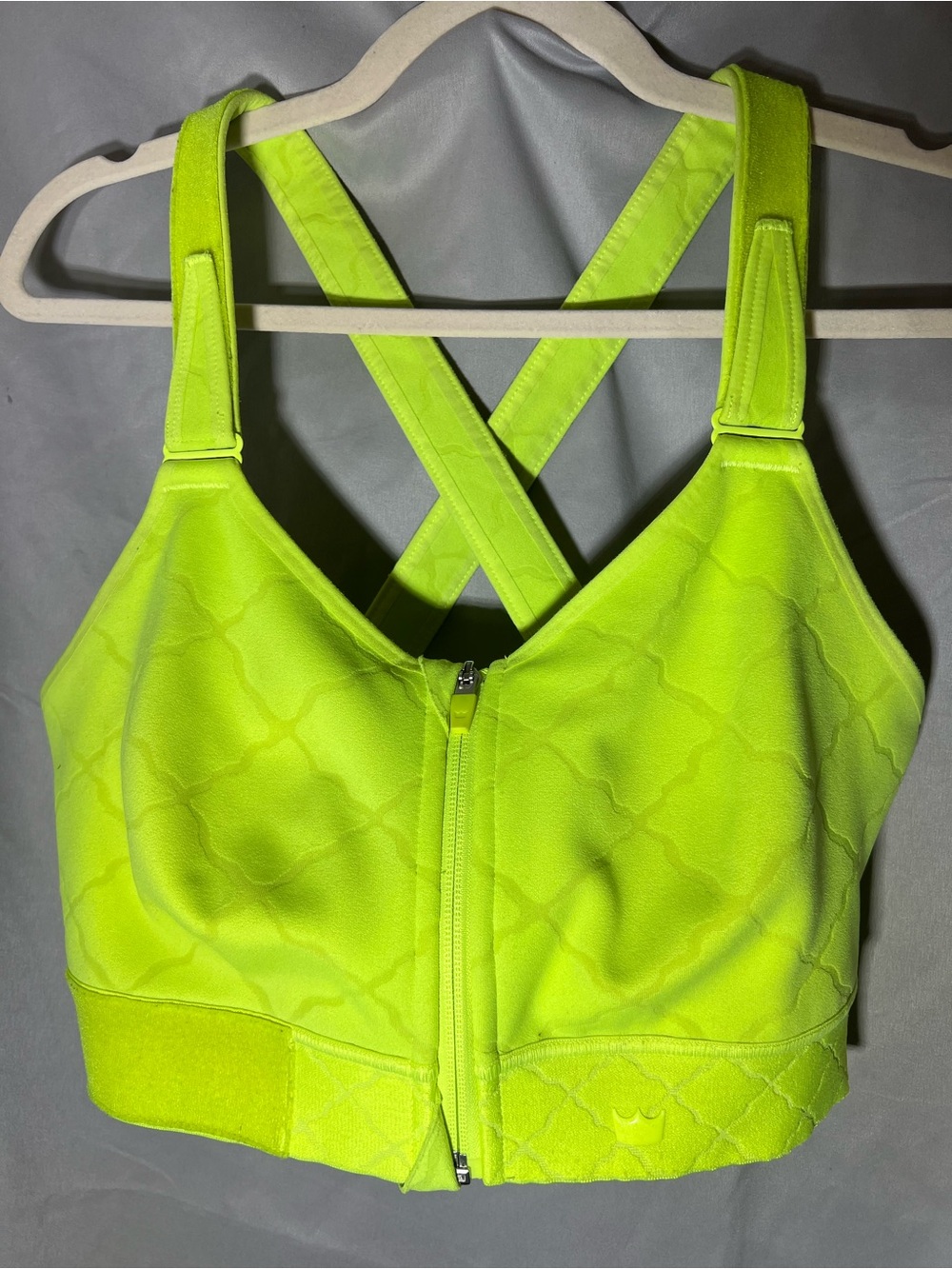 SHEFIT Flex Neon Lime Zip-Front Sports Bra with Cross-Back Straps